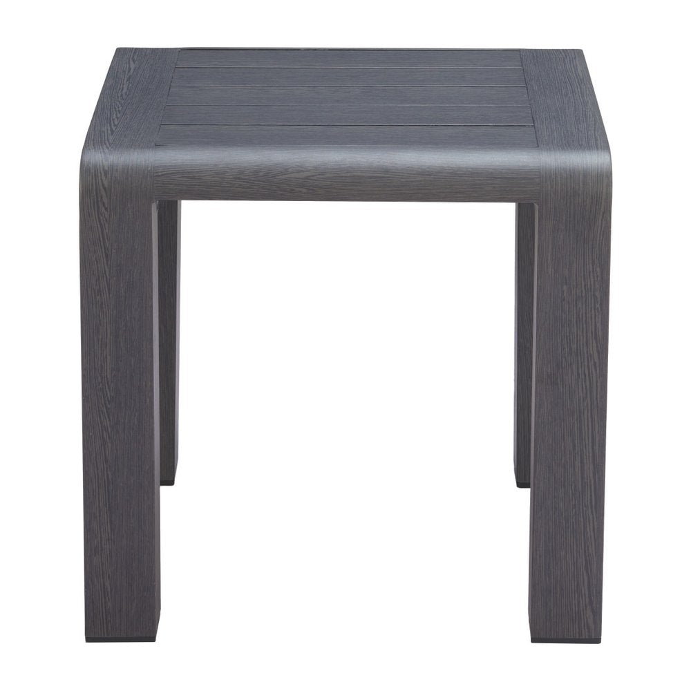 23" Black Aluminum Square Outdoor Side Table. Outdoor table isolated on a plain white background, finished in black metal.
