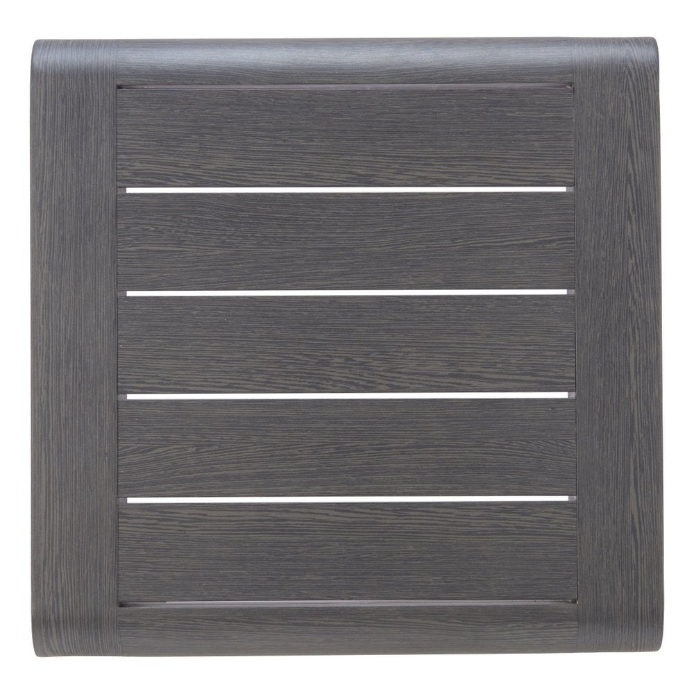 23" Black Aluminum Square Outdoor Side Table. Outdoor table isolated on a plain white background, in a black metal finish.