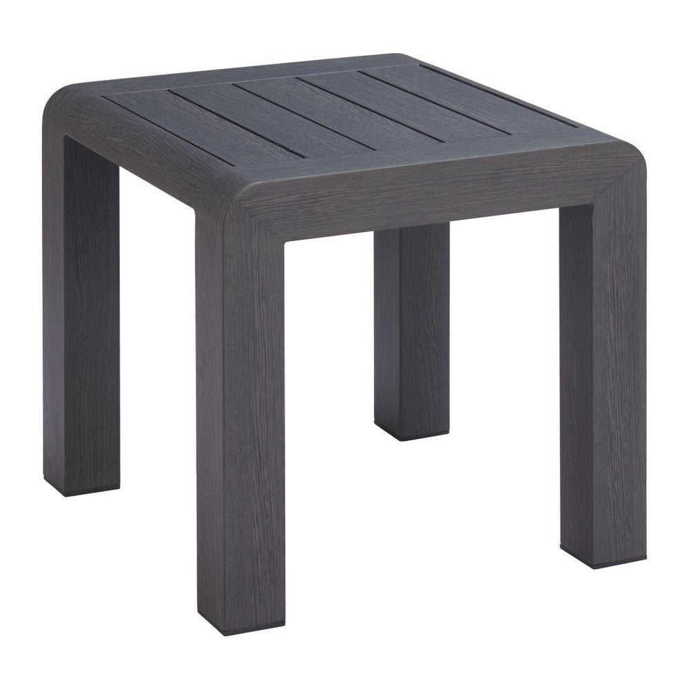 23" Black Aluminum Square Outdoor Side Table. Outdoor table isolated on a plain white background, showing a black metal surface.