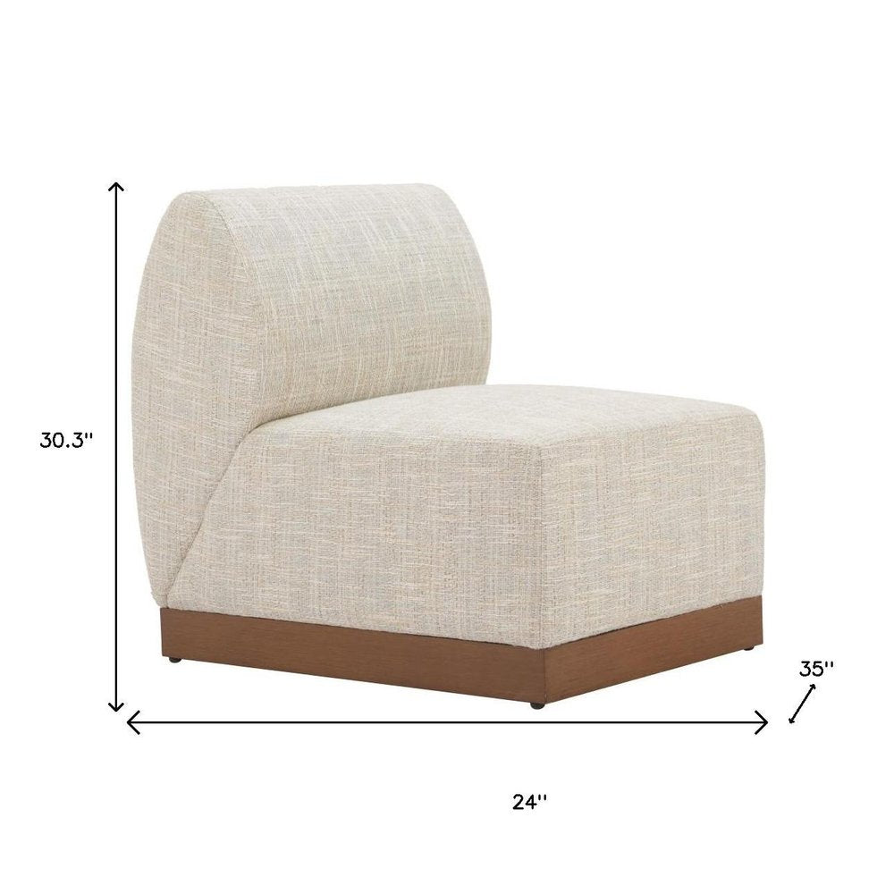 24" Beige Aluminum Outdoor Accent Chair. Outdoor chair isolated on a plain white background, finished in beige metal.