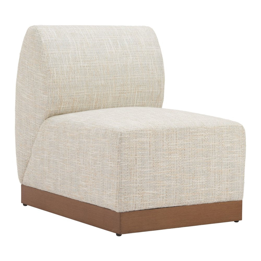 24" Beige Aluminum Outdoor Accent Chair