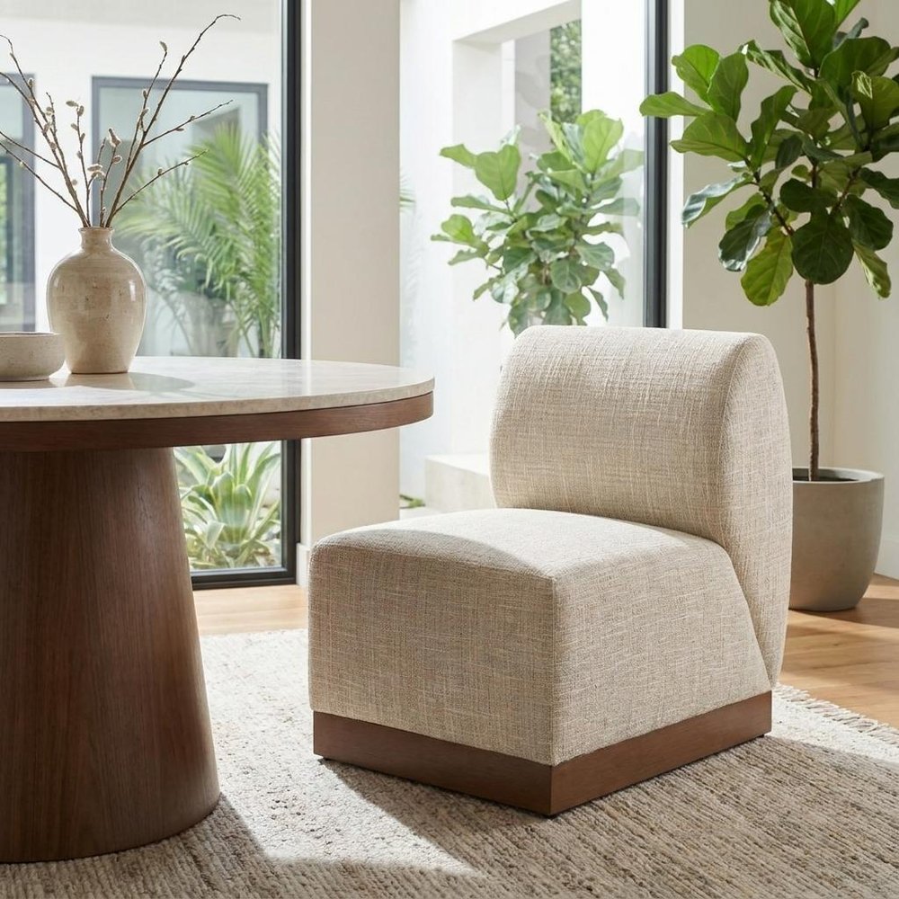24" Beige Aluminum Outdoor Accent Chair