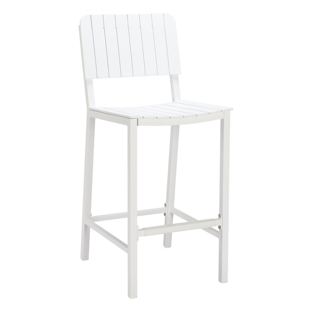30" White Aluminum Outdoor Bar Height Chair