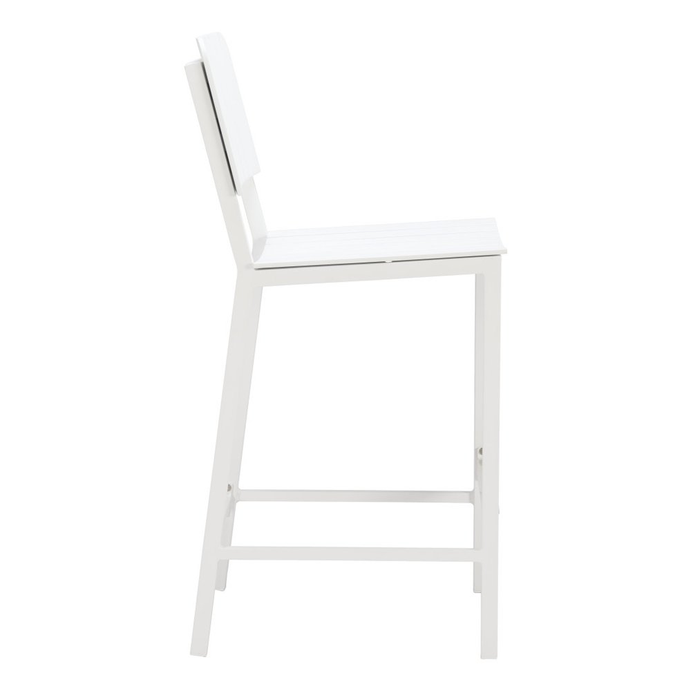 30" White Aluminum Outdoor Bar Height Chair