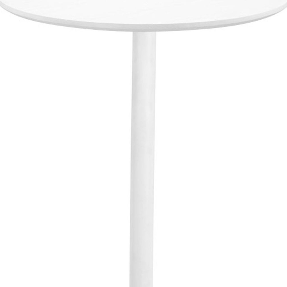 24" White Wood and Steel Rounded Bar Table