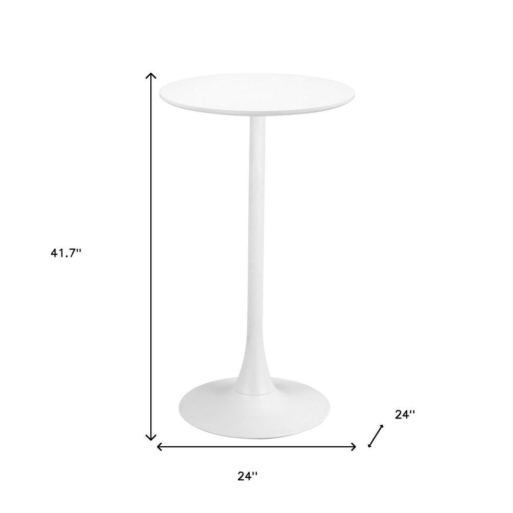 24" White Wood and Steel Rounded Bar Table