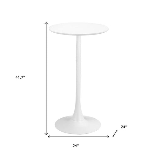 24" White Wood and Steel Rounded Bar Table