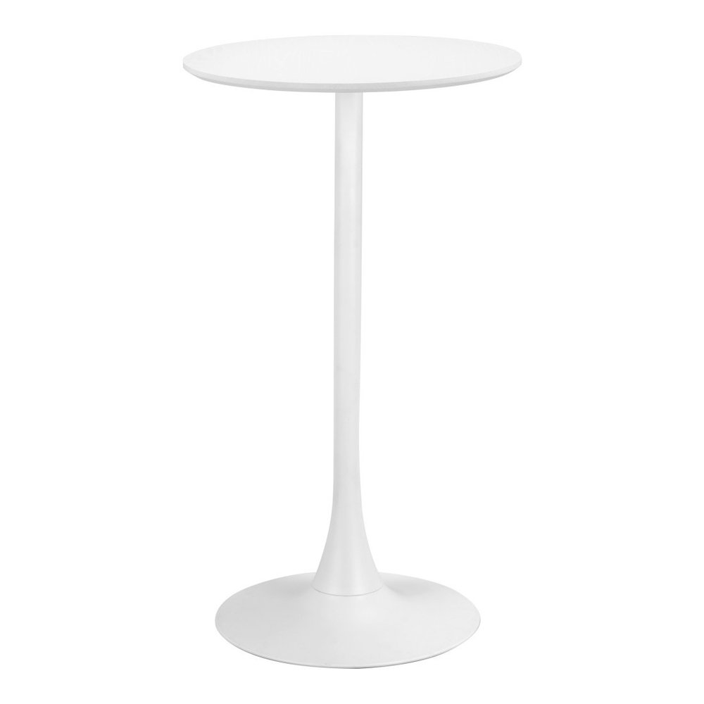 24" White Wood and Steel Rounded Bar Table