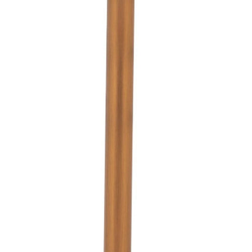 Close-up of a brushed brass metal pole against a white background.