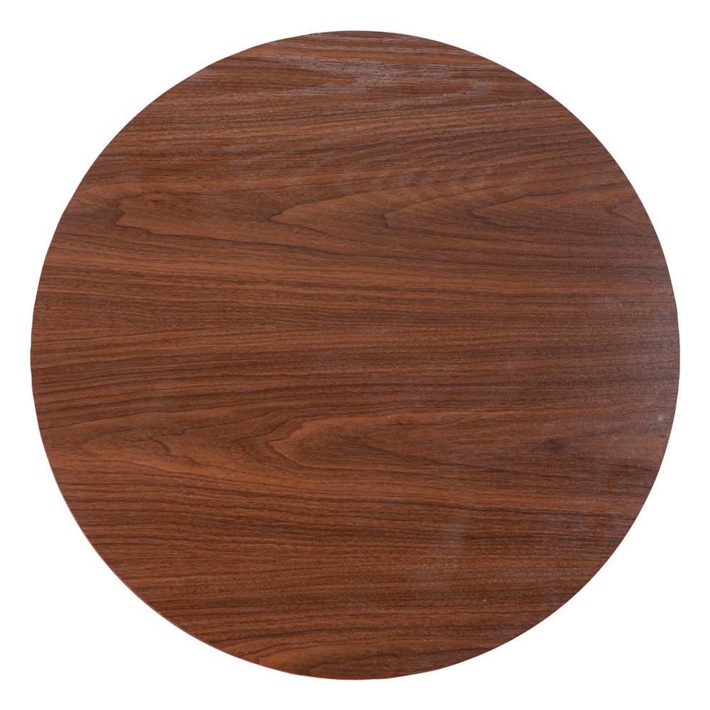 24" Brown and Black Wood and Steel Rounded Bar Table. Bar & restaurant table isolated on a plain white background, in a black metal finish.