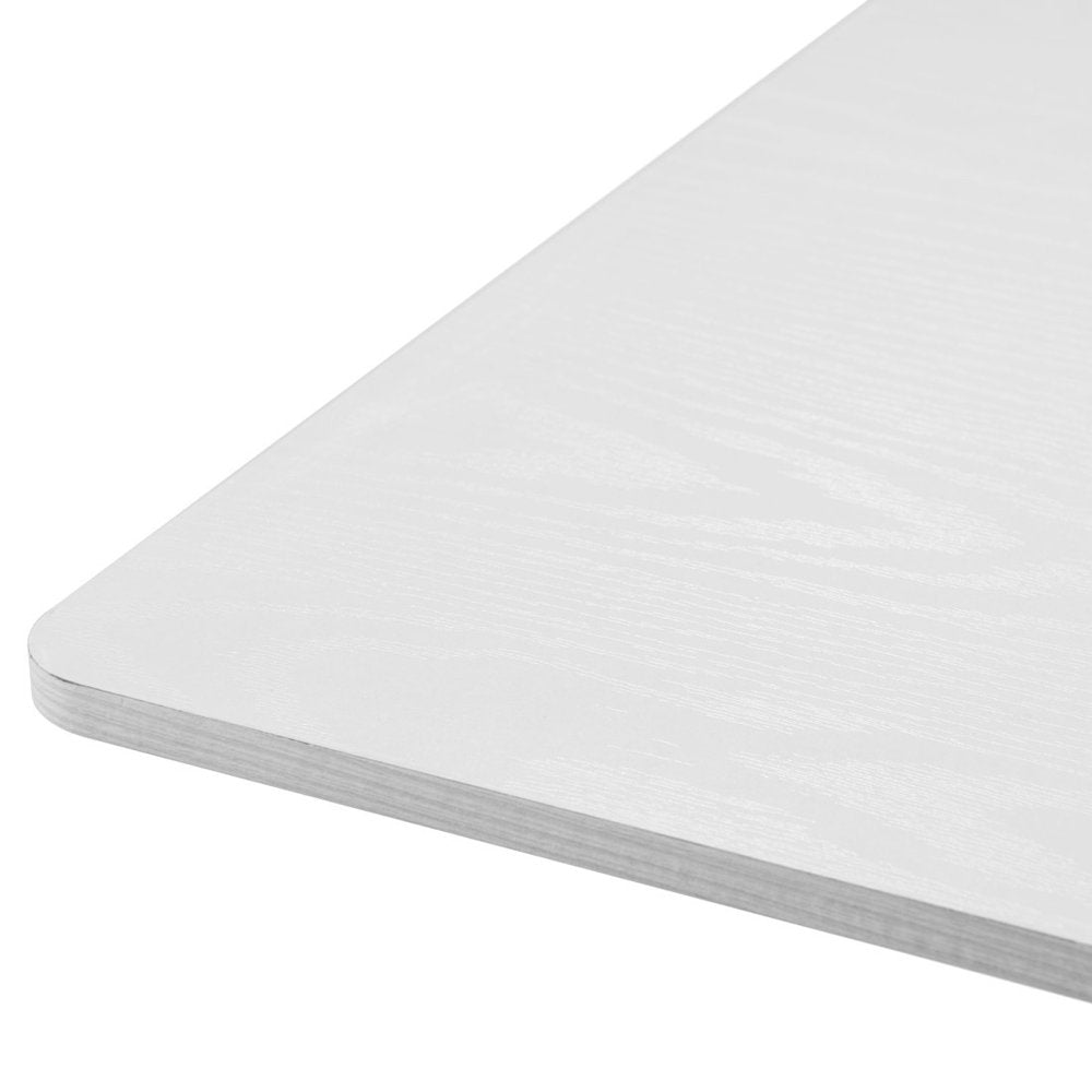 24" White Wood and Steel Square Bar Table. Bar & restaurant table isolated on a plain white background, in a white metal finish.