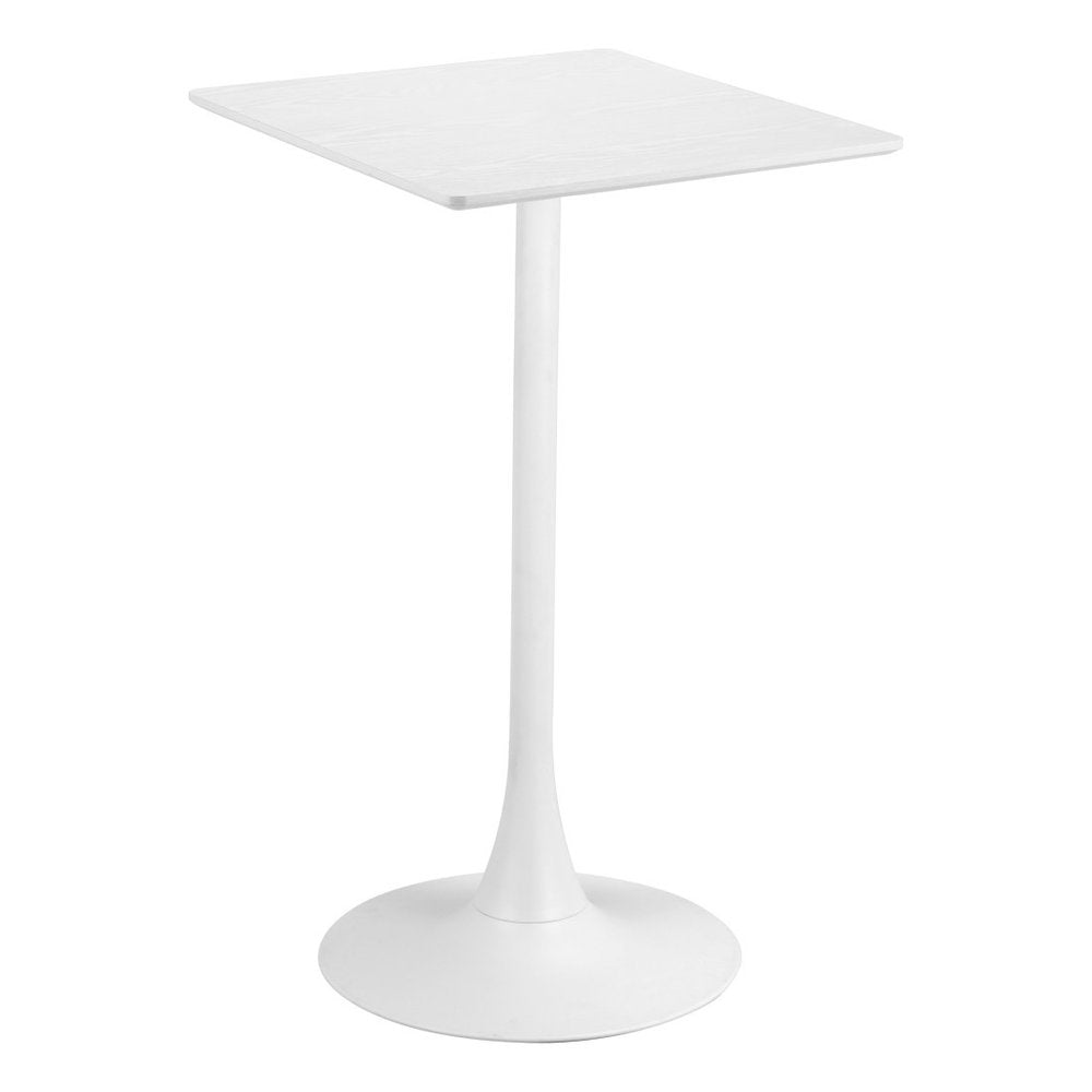 24" White Wood and Steel Square Bar Table. Bar & restaurant table isolated on a plain white background, in a white metal finish.
