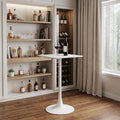 24" White Wood and Steel Square Bar Table