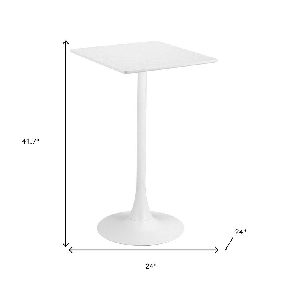 24" White Wood and Steel Square Bar Table. Bar & restaurant table isolated on a plain white background, finished in white metal.