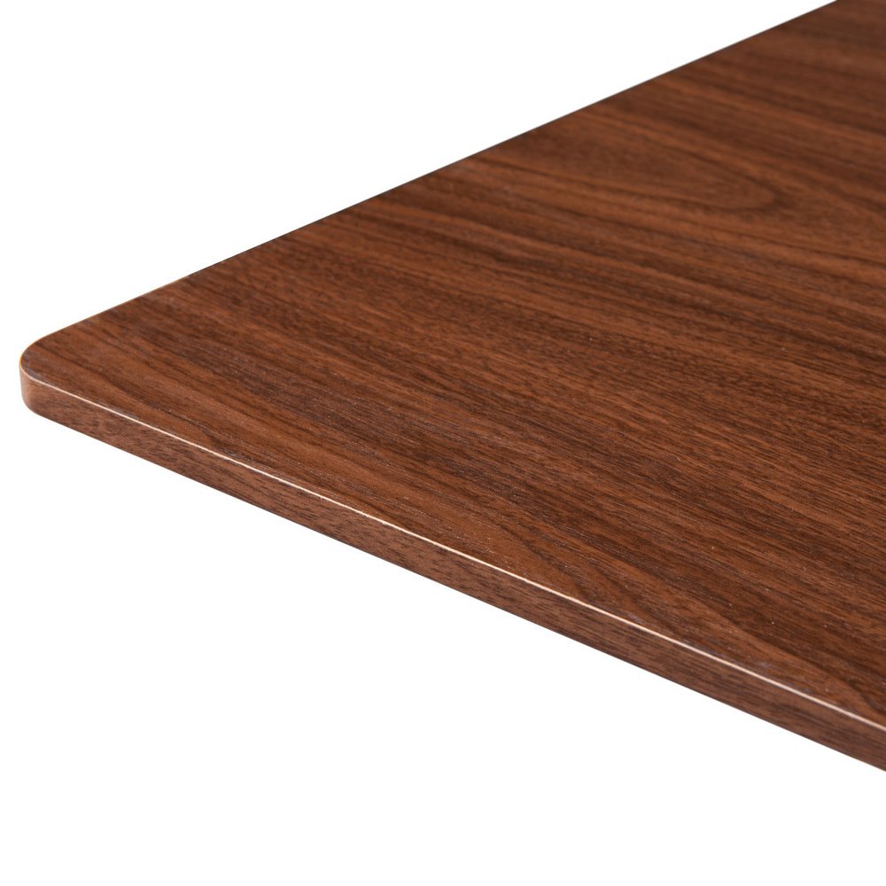 24" Brown and Black Wood and Steel Square Bar Table. Bar & restaurant table isolated on a plain white background, finished in black metal.