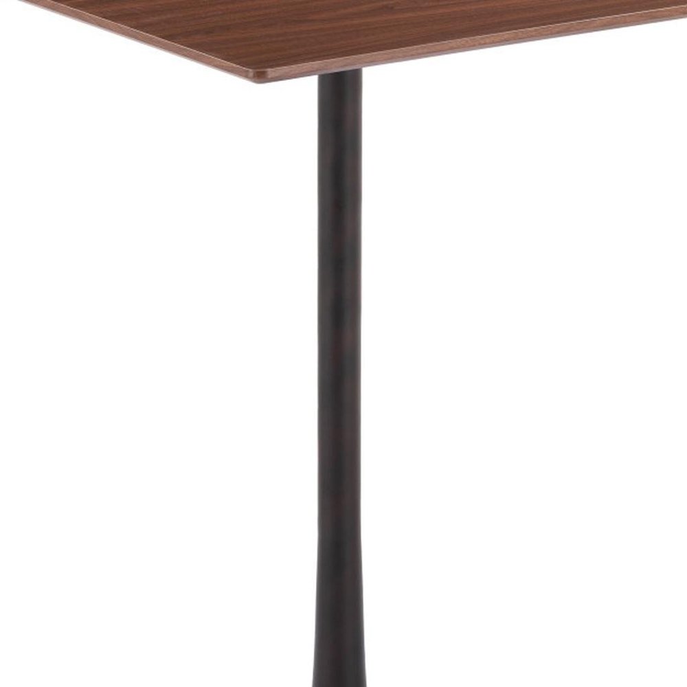 24" Brown and Black Wood and Steel Square Bar Table. Bar & restaurant table isolated on a plain white background, in a black metal finish.