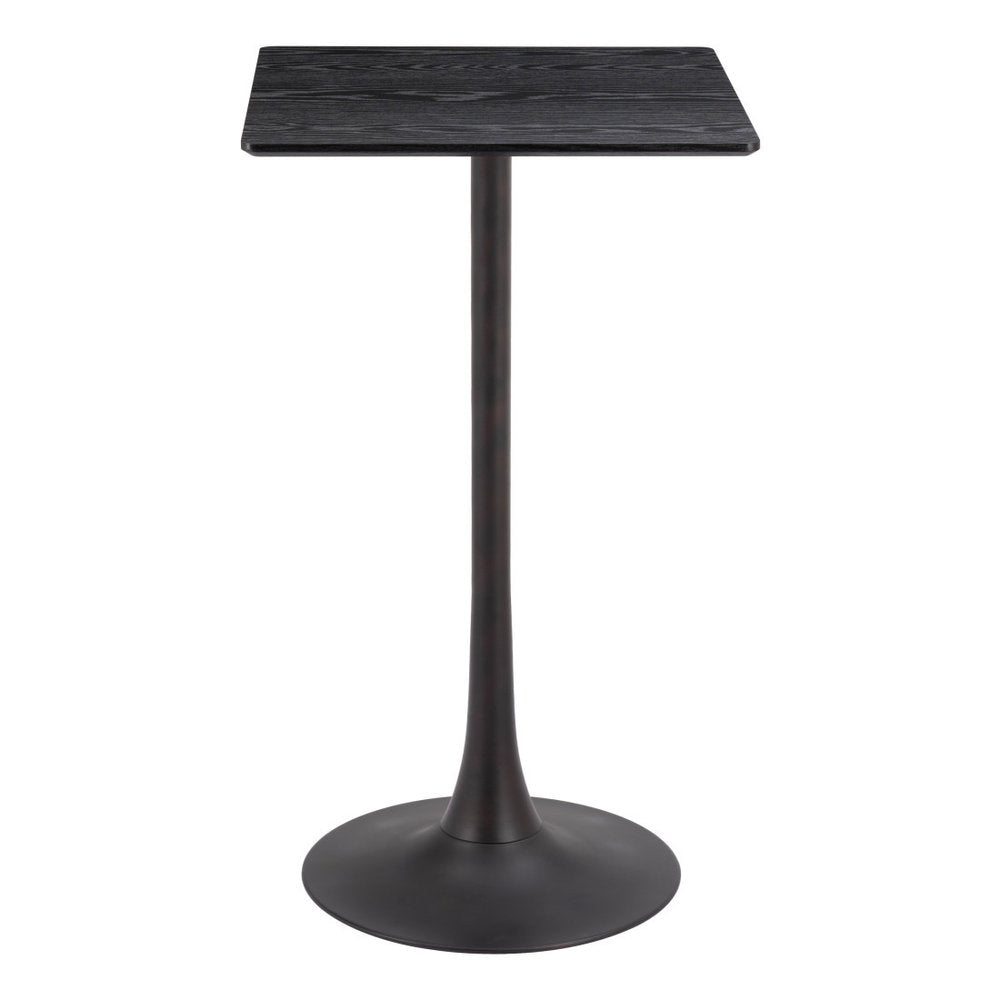 24" Black Wood and Steel Square Bar Table. Bar & restaurant table isolated on a plain white background, in a black metal finish.