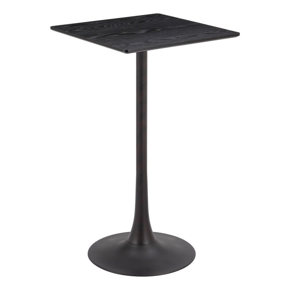 24" Black Wood and Steel Square Bar Table. Bar & restaurant table isolated on a plain white background, finished in black metal.