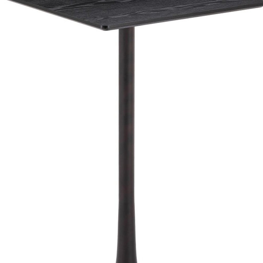 24" Black Wood and Steel Square Bar Table. Bar & restaurant table isolated on a plain white background, in a black metal finish.