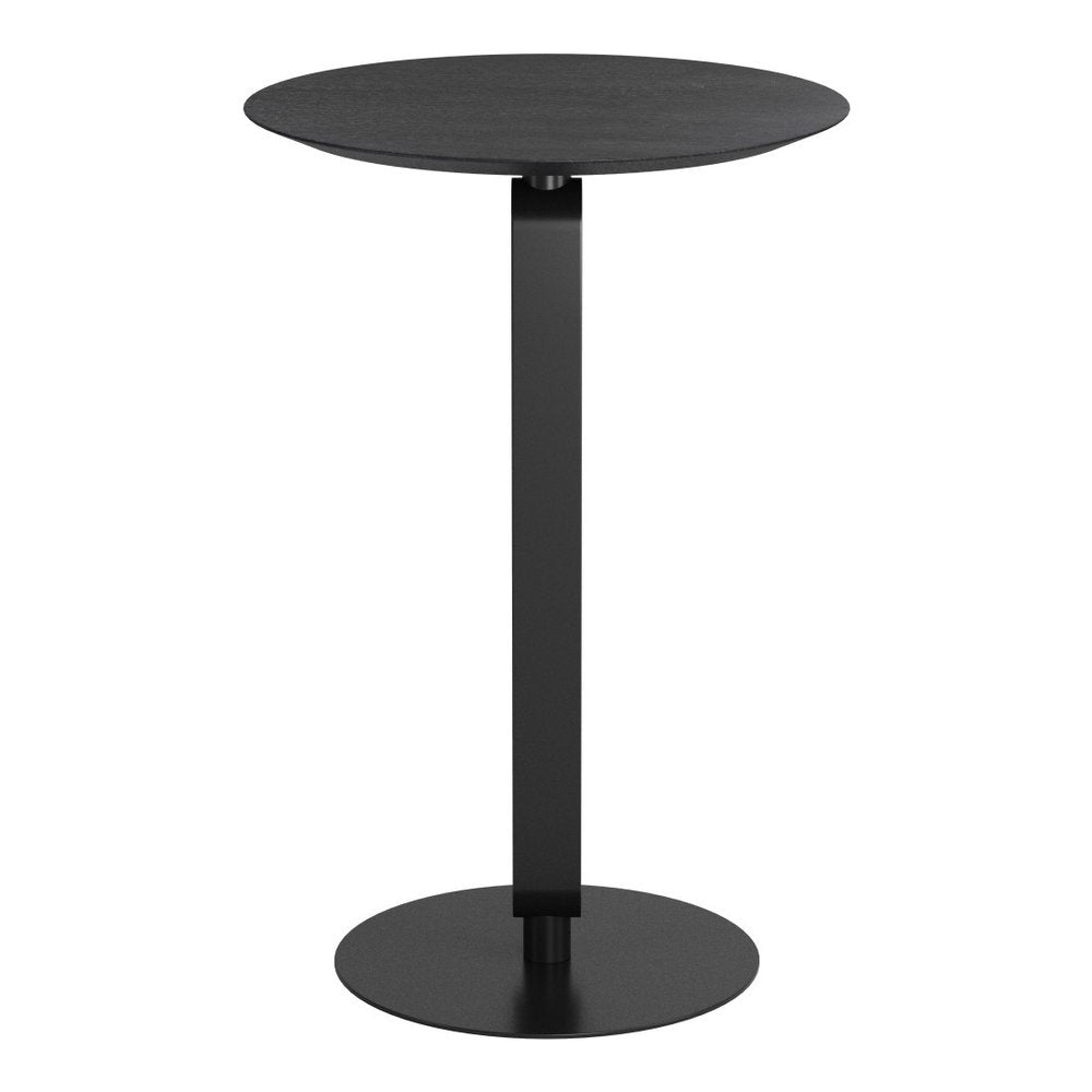 24" Black Wood and Steel Rounded Bar Table - 35.40" H x 24.00" W x 24.00" D