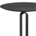 24" Black Wood and Steel Rounded Bar Table. Bar & restaurant table isolated on a plain white background, showing a black metal surface.