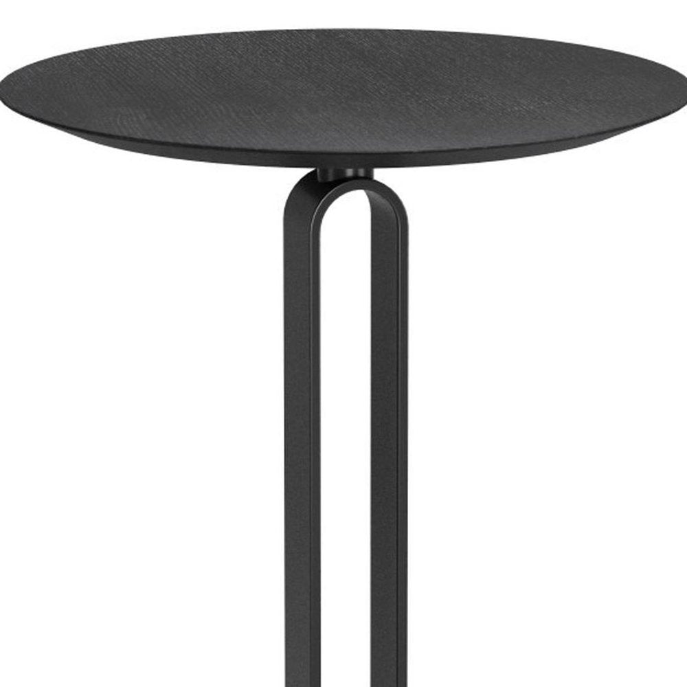 24" Black Wood and Steel Rounded Bar Table - 35.40" H x 24.00" W x 24.00" D