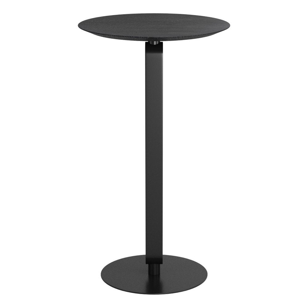 24" Black Wood and Steel Rounded Bar Table - 41.30" H x 24.00" W x 24.00" D