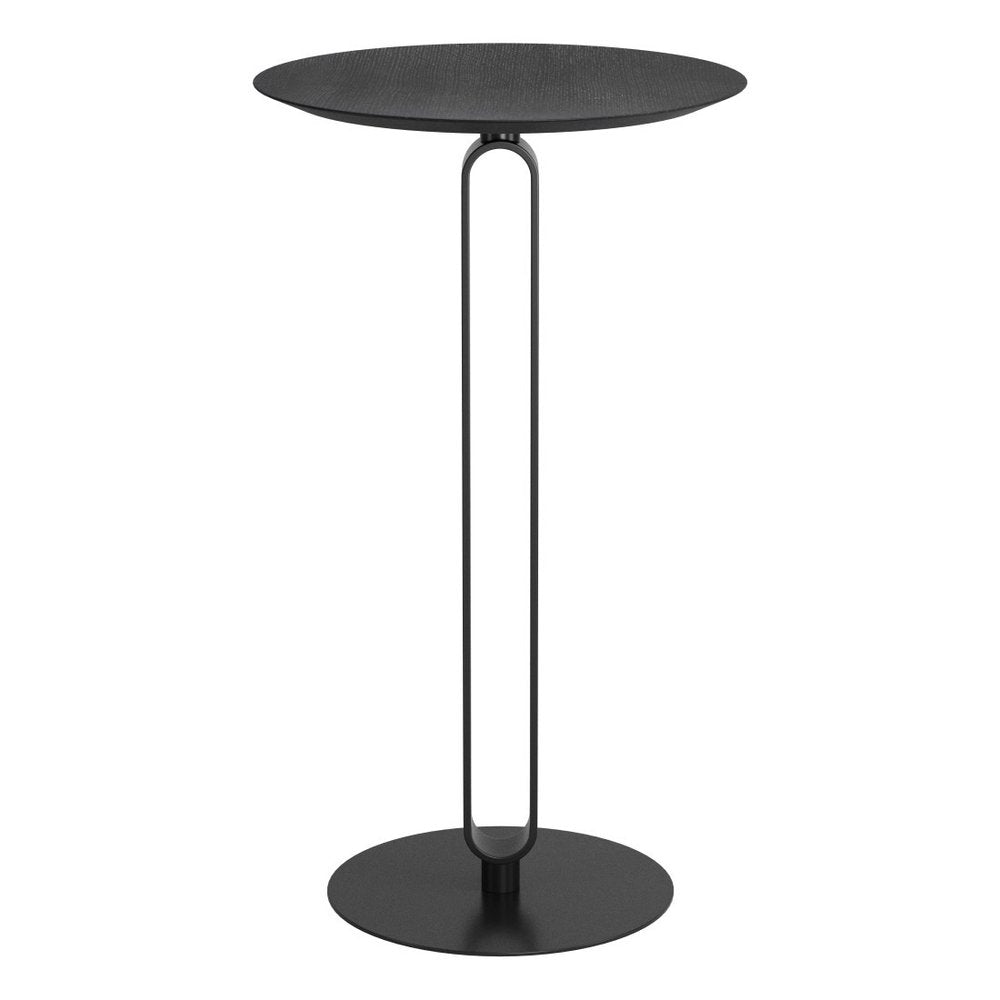 24" Black Wood and Steel Rounded Bar Table - 41.30" H x 24.00" W x 24.00" D