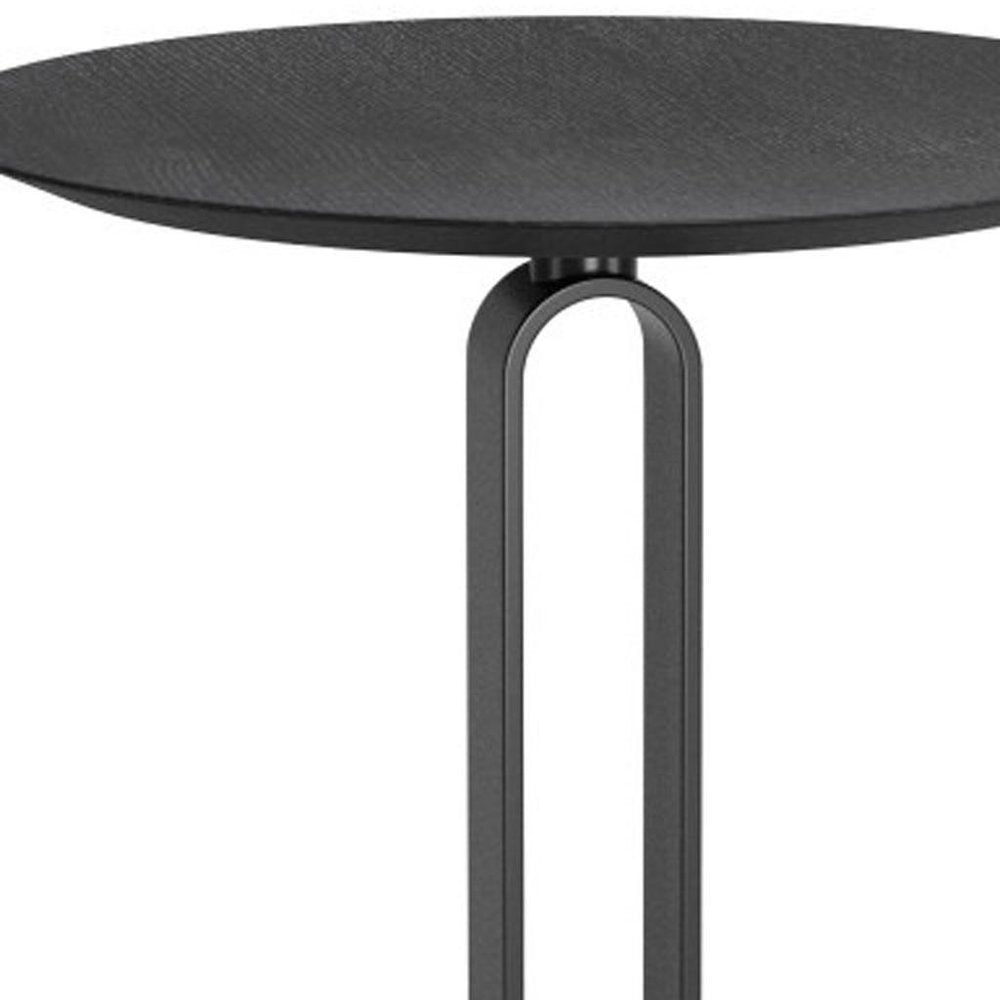 24" Black Wood and Steel Rounded Bar Table - 41.30" H x 24.00" W x 24.00" D