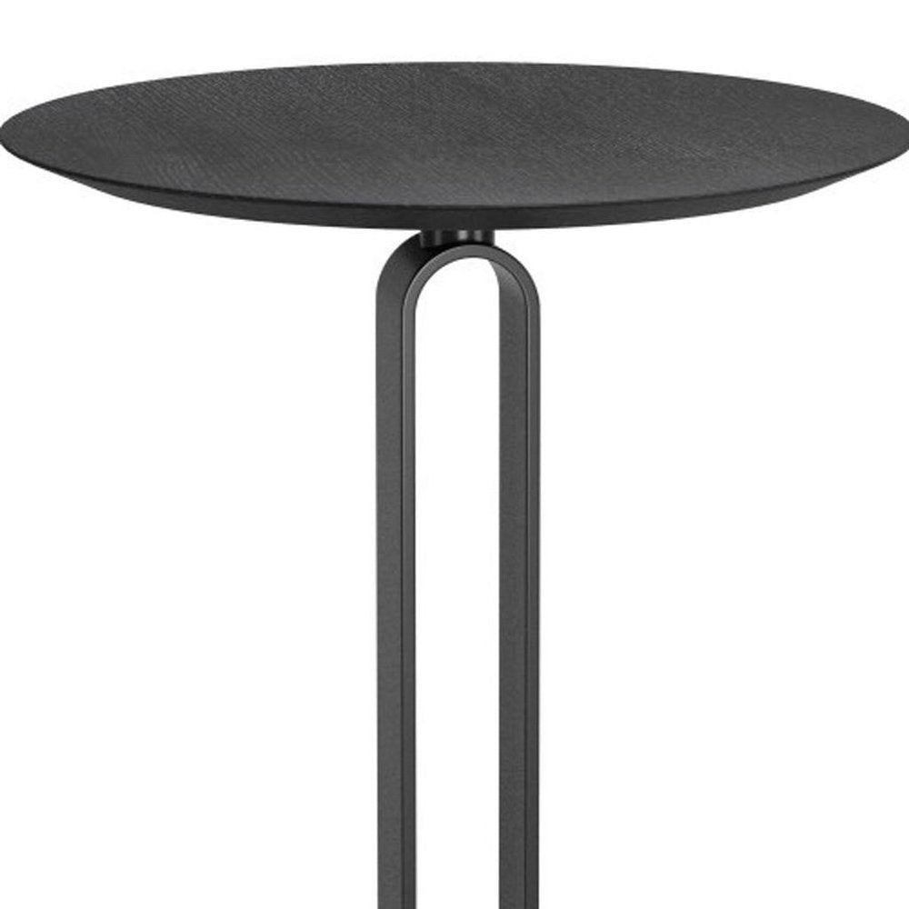 24" Black Wood and Steel Rounded Bar Table - 41.30" H x 24.00" W x 24.00" D