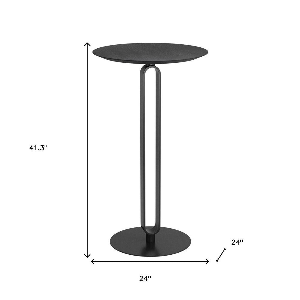 24" Black Wood and Steel Rounded Bar Table - 41.30" H x 24.00" W x 24.00" D
