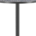 24" Black Faux Terrazzo and Steel Rounded Bar Table. Bar & restaurant table isolated on a plain white background, showing a black metal surface.