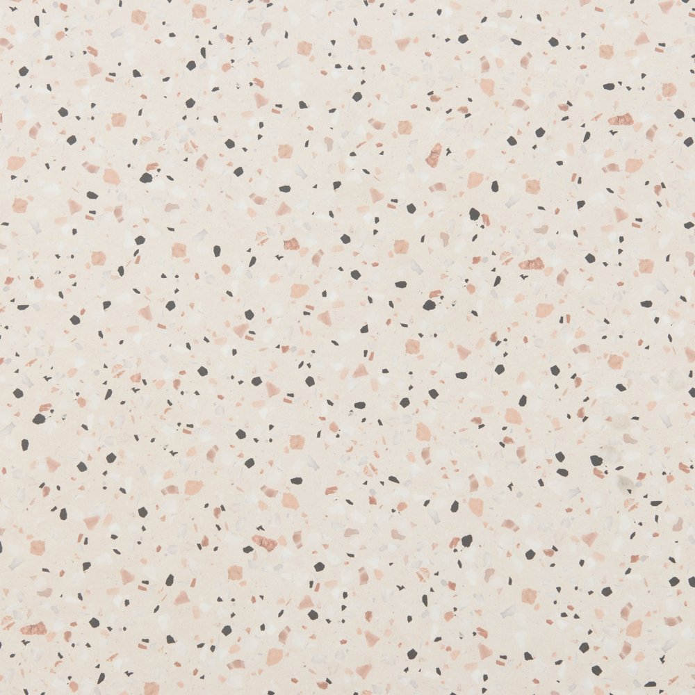 24" Beige and Gold Faux Terrazzo and Steel Square Bar Table. Bar & restaurant table isolated on a plain white background, in a beige metal finish.