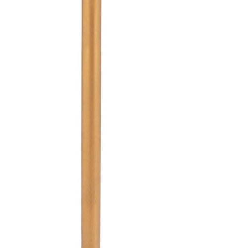 Close-up of a gold metal table leg against a white background.