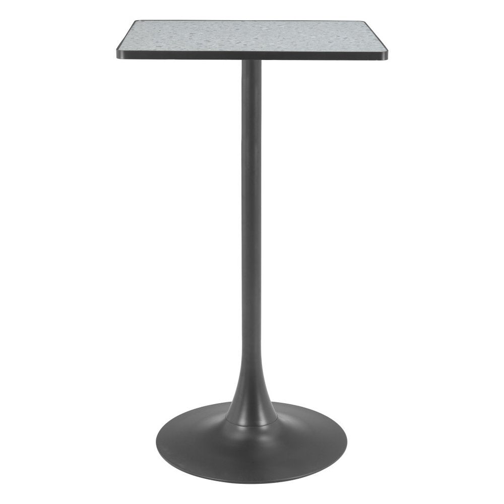 24" Gray and Black Faux Terrazzo and Steel Square Bar Table