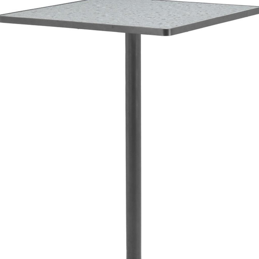 24" Gray and Black Faux Terrazzo and Steel Square Bar Table. Bar & restaurant table isolated on a plain white background, in a black metal finish.