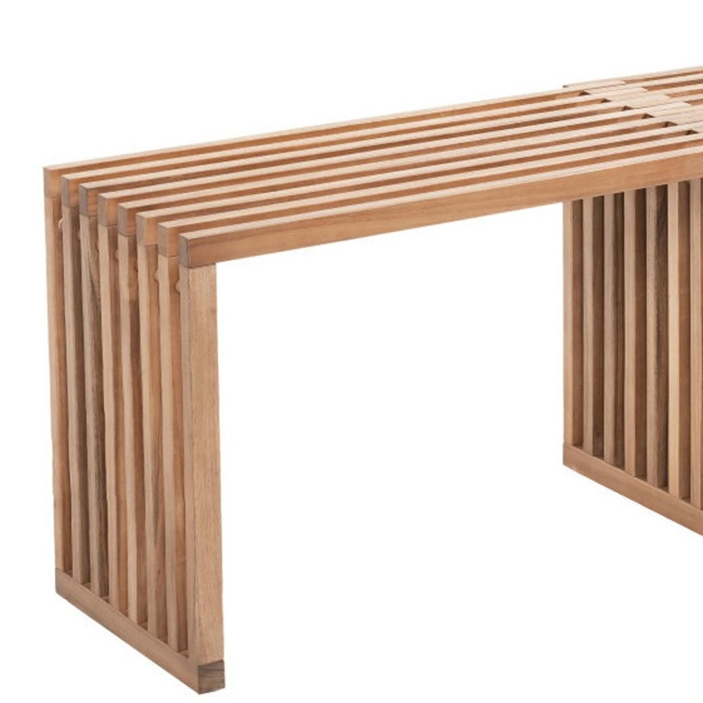 54" Natural Acacia Solid Wood Extendable Garden Patio Bench