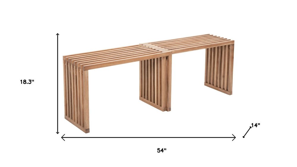 54" Natural Acacia Solid Wood Extendable Garden Patio Bench