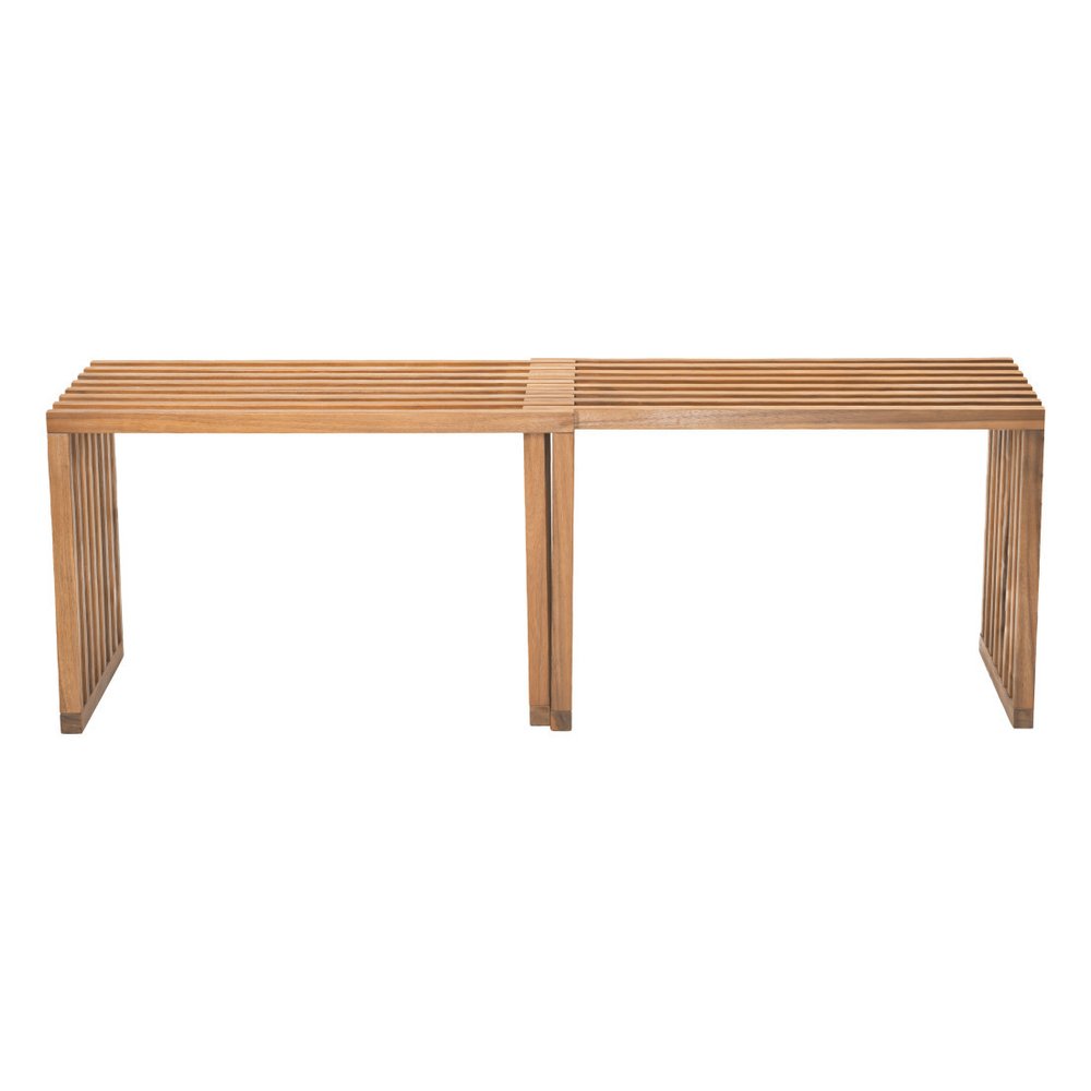 54" Natural Acacia Solid Wood Extendable Garden Patio Bench