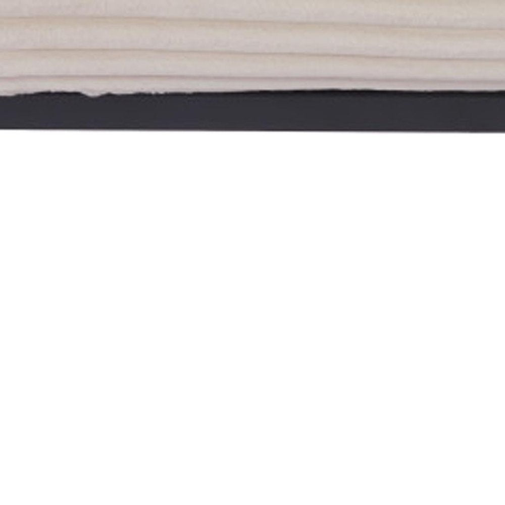 55" Cream and Black Corduroy and Steel Upholstered Bench