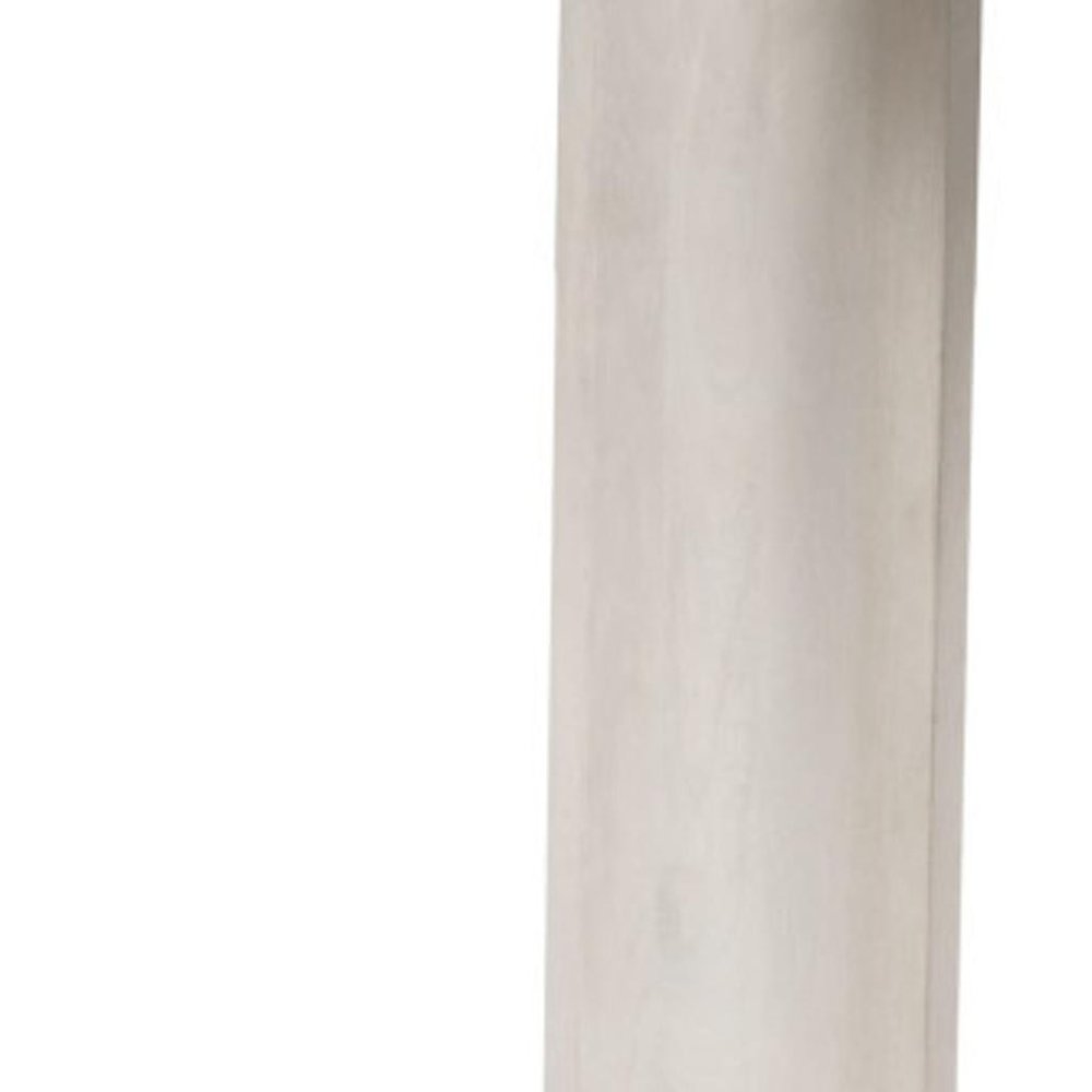 58" White Solid Wood Oval Console Table. Console table isolated on a plain white background, in a white wood finish.