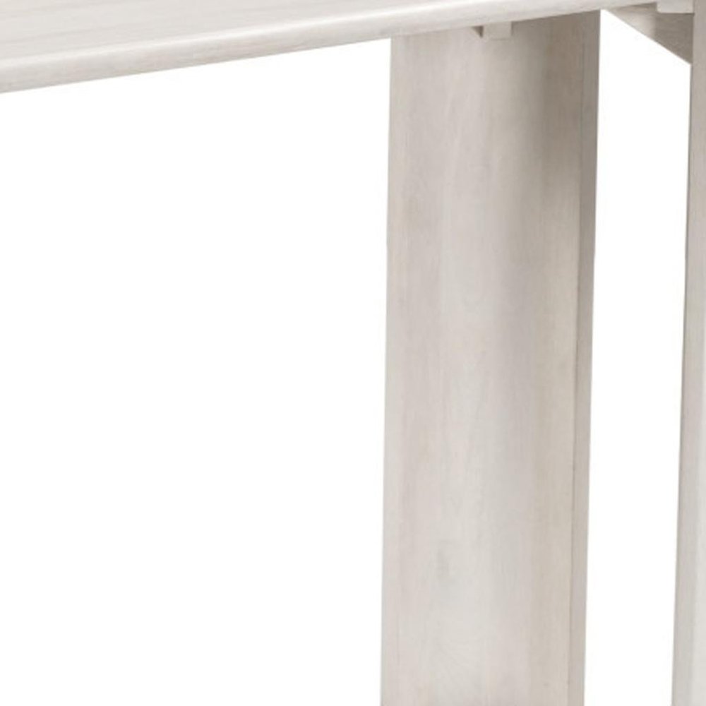 58" White Solid Wood Oval Console Table. Console table isolated on a plain white background, showing a white wood surface.