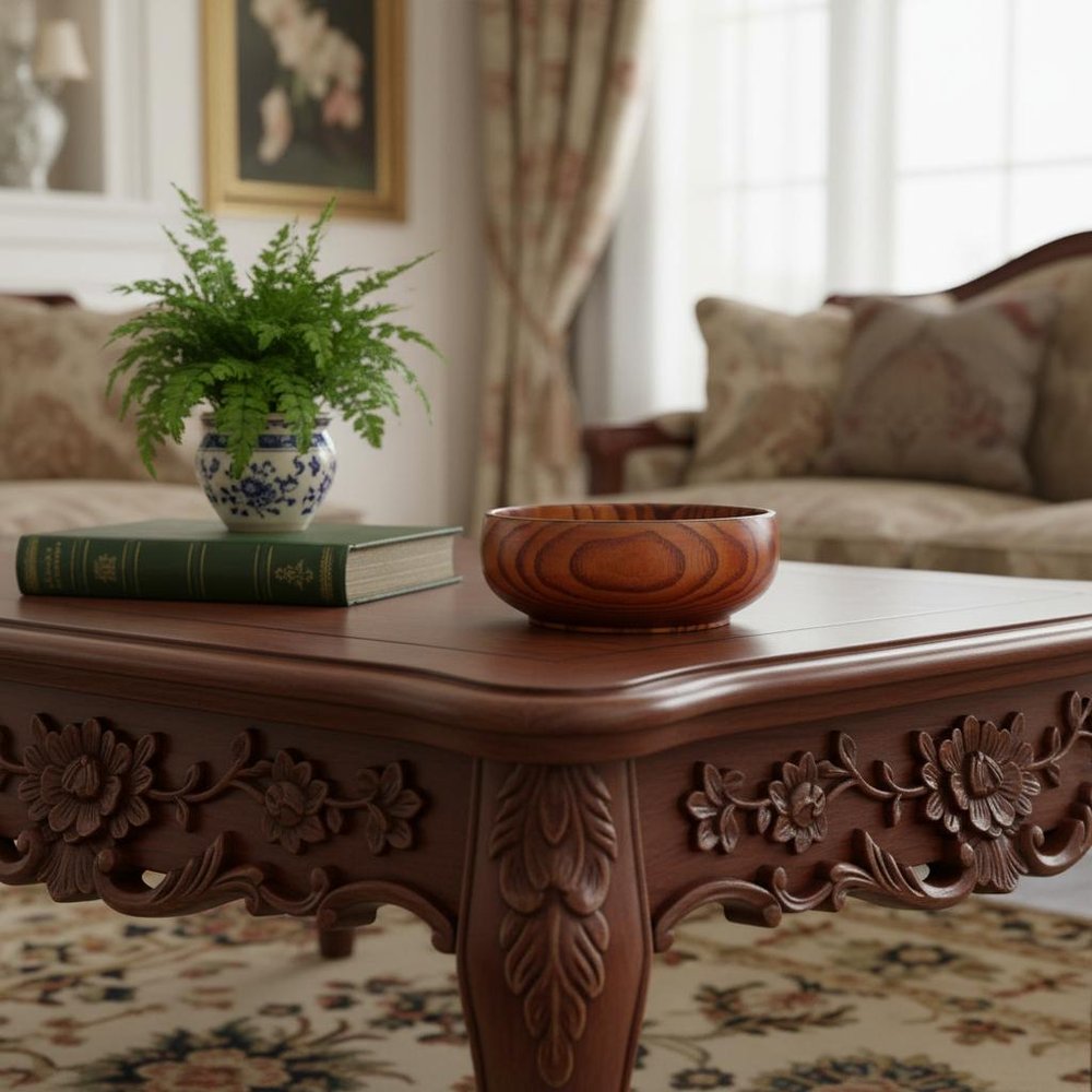 7" Brown Solid Wood Round Serving Bowl