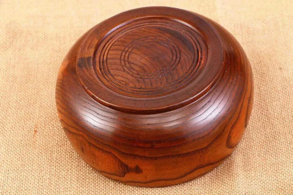 7" Brown Solid Wood Round Serving Bowl