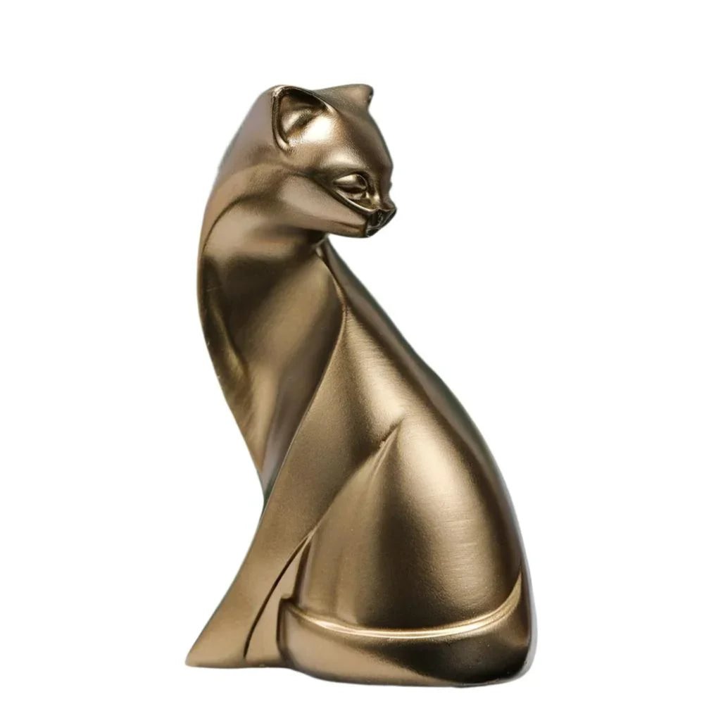 6" Bronze Resin Cat Hand Painted Figurine