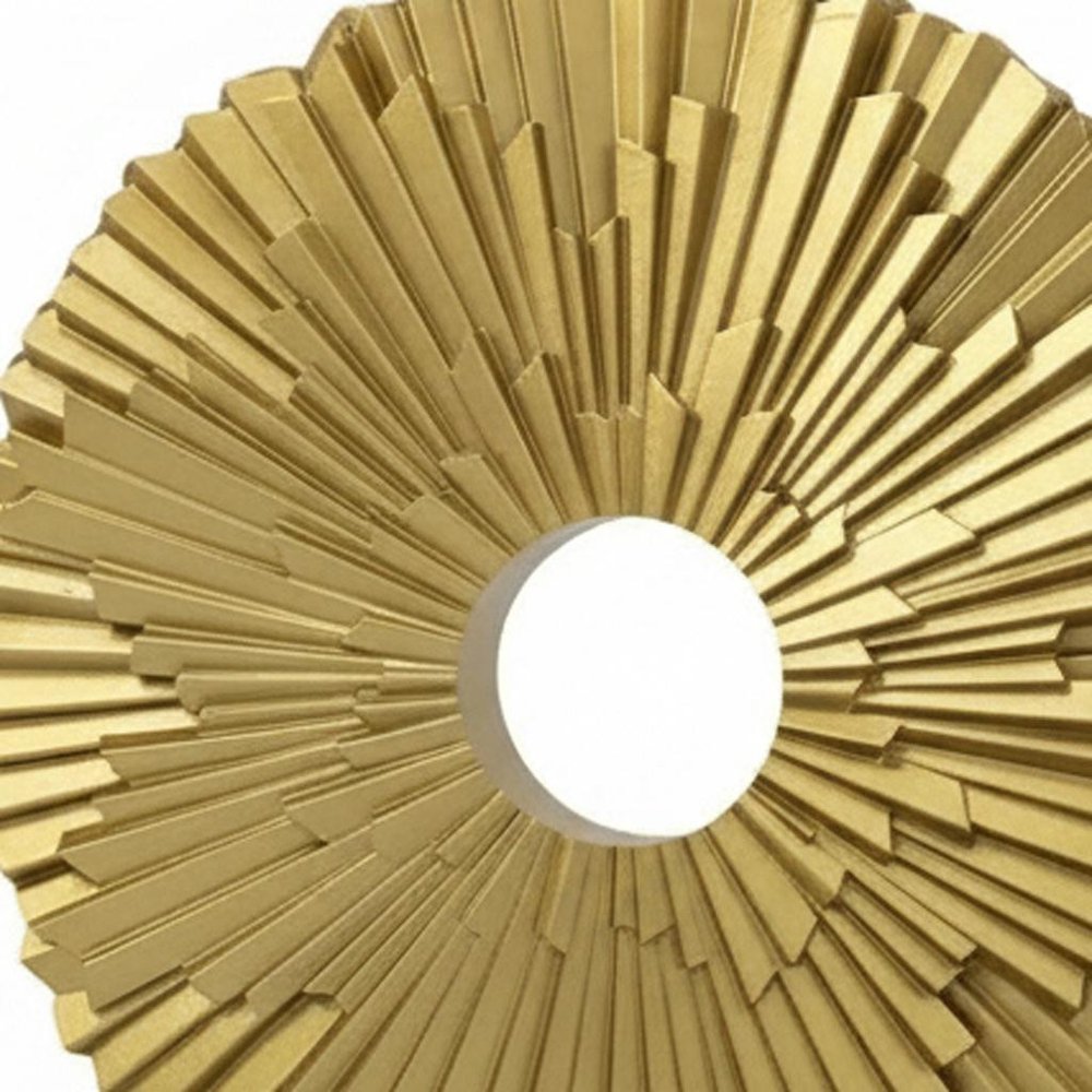 12" Gold Resin Sunflower Hand Painted Tabletop Sculpture detail shot of the gold resin finish.