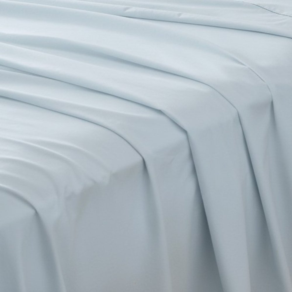 Set of Two Light Blue Cotton Queen Pillowcases close-up detail