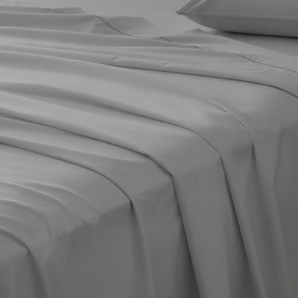 Set of Two Light Gray Cotton King Pillowcases