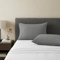 Set of Two Light Gray Cotton King Pillowcases