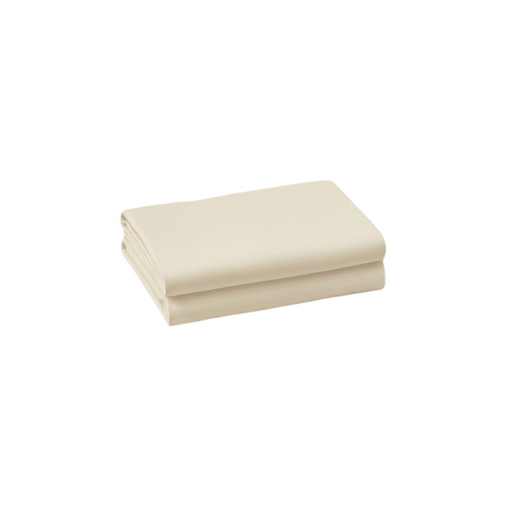 Two ivory cotton king pillowcases folded on a white background.